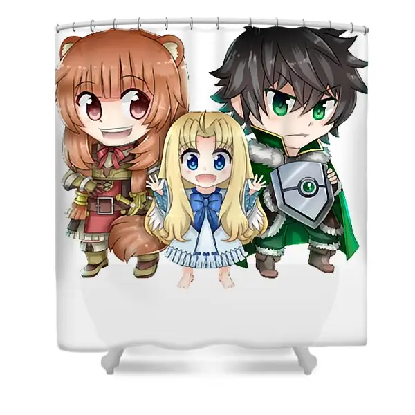 Chibi The Rising Of The Shield Hero Characters Shower Curtain | Anime Shower Curtains