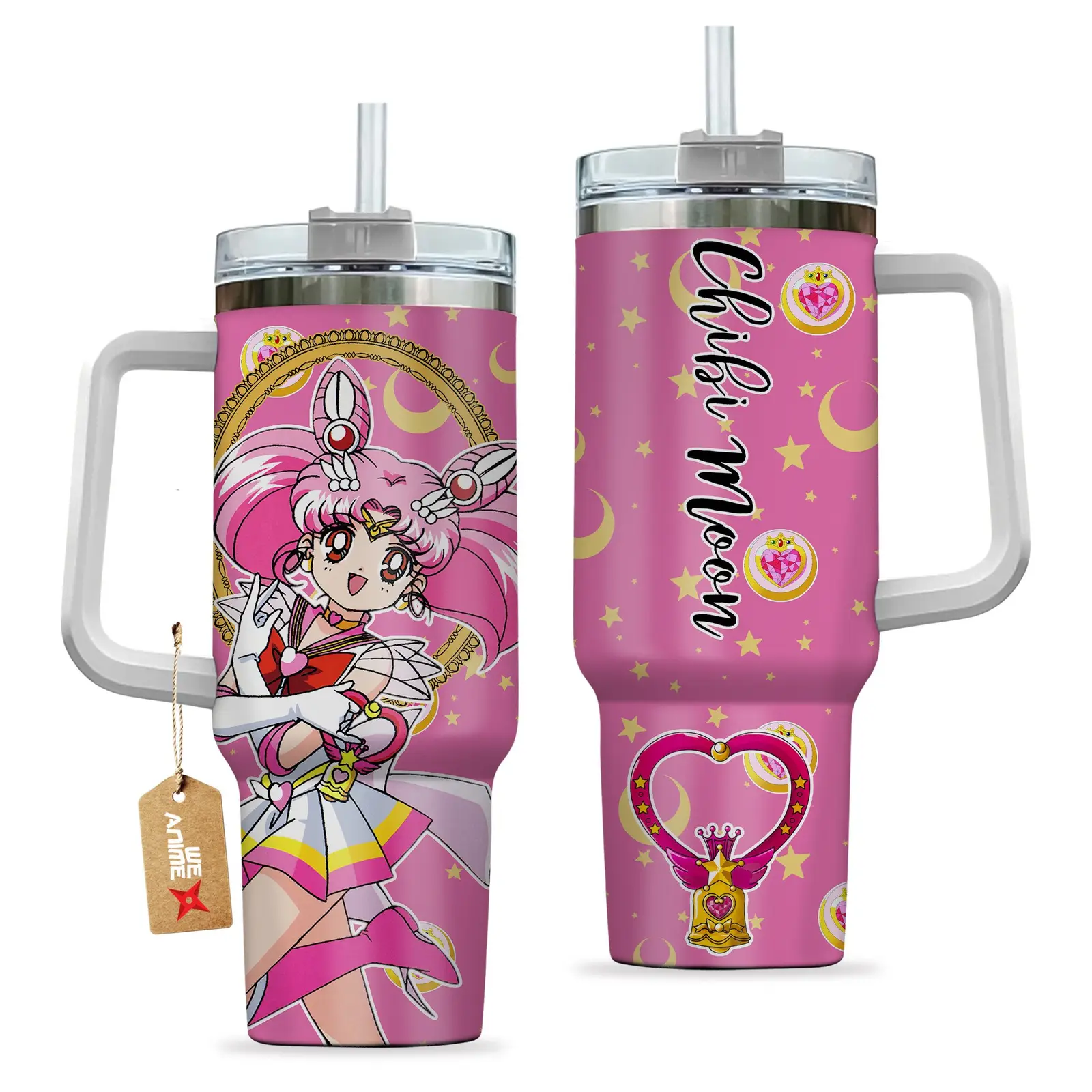 Chibiusa Sailor Moon manga Anime Custom Stanley Quencher  40oz Stainless Steel Tumbler With Handle HG Personalized Anime Cup