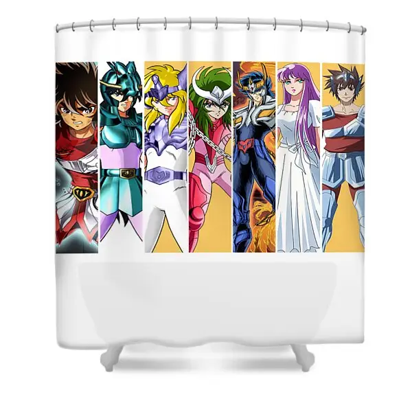 Classic Art Saint Seiya Anime Characters Shower Curtain | Anime Shower Curtains