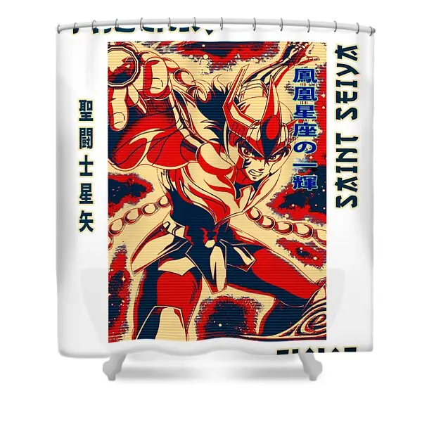 Classic Phoenix Saint Seiya Shower Curtain | Anime Shower Curtains