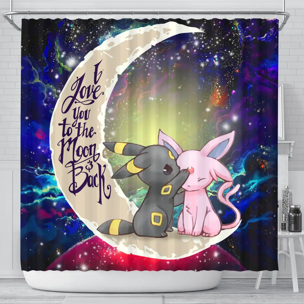 Couple Espeon Umbreon Love You To The Moon Galaxy Shower Curtain