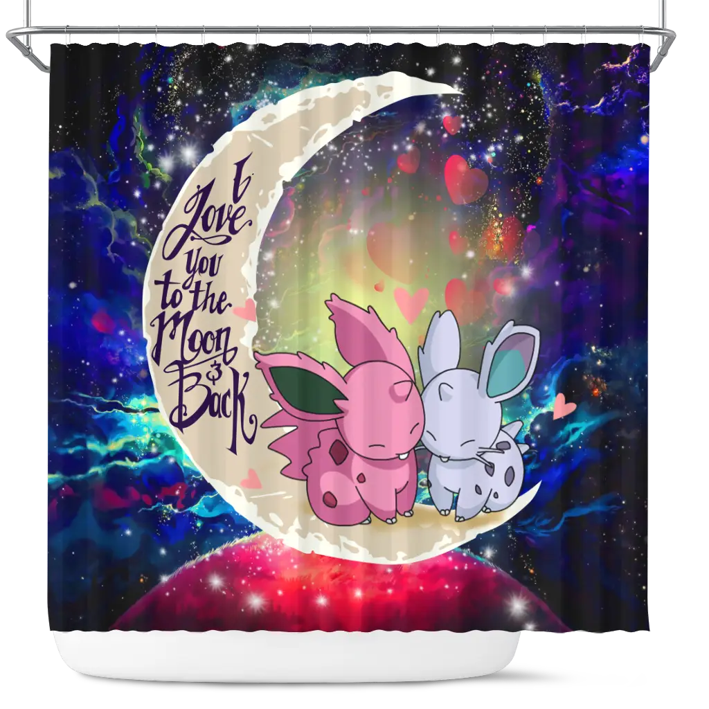 Couple Love You To The Moon Galaxy Shower Curtain