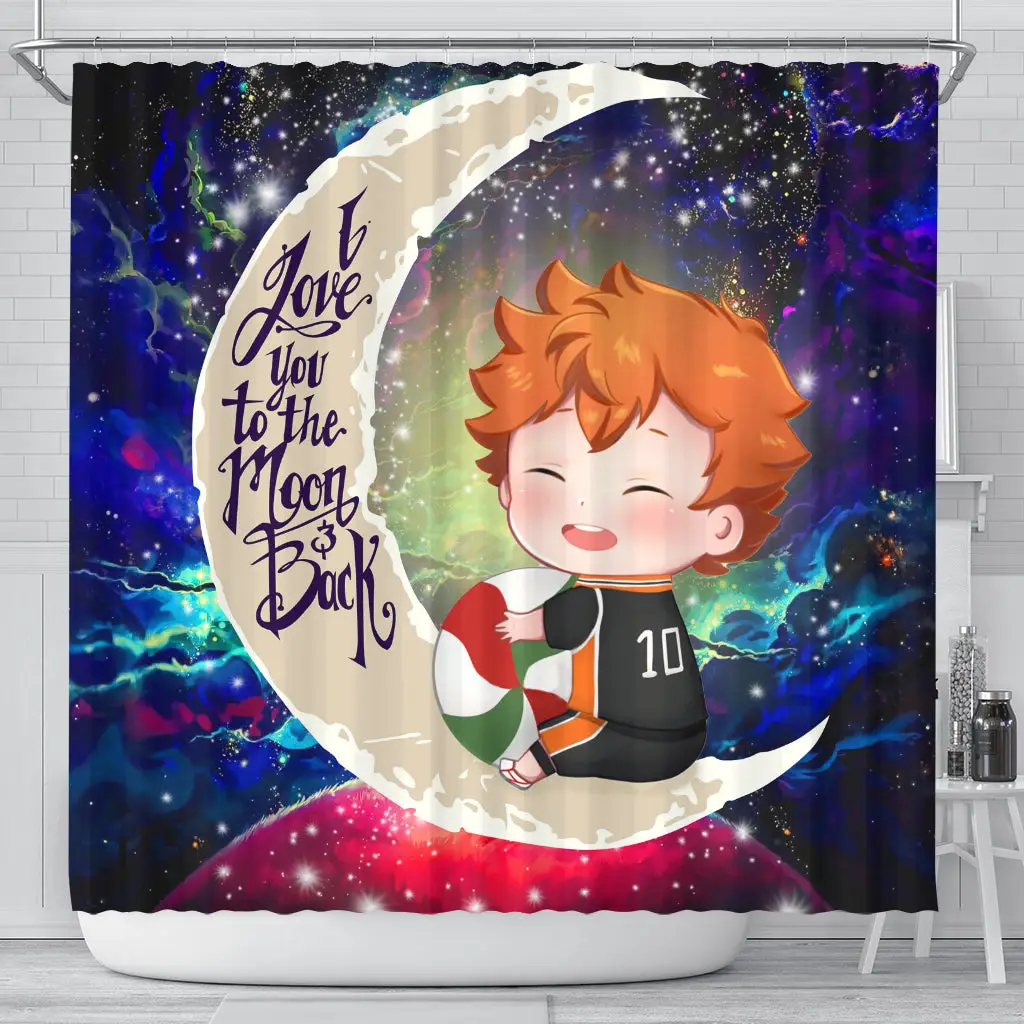Cute Hinata Haikyuu Love You To The Moon Galaxy Shower Curtain