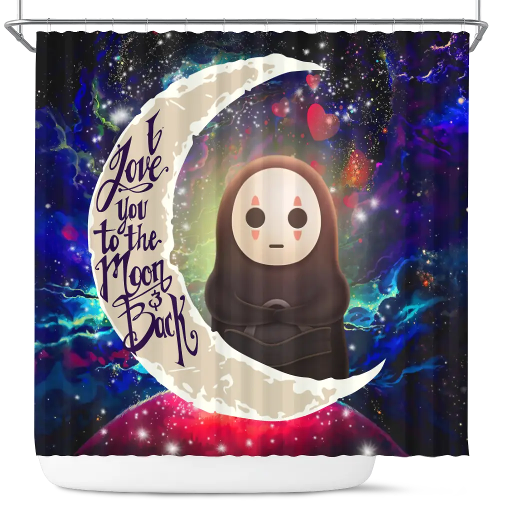 Cute No Face Ghibli Love You To The Moon Galaxy Shower Curtain