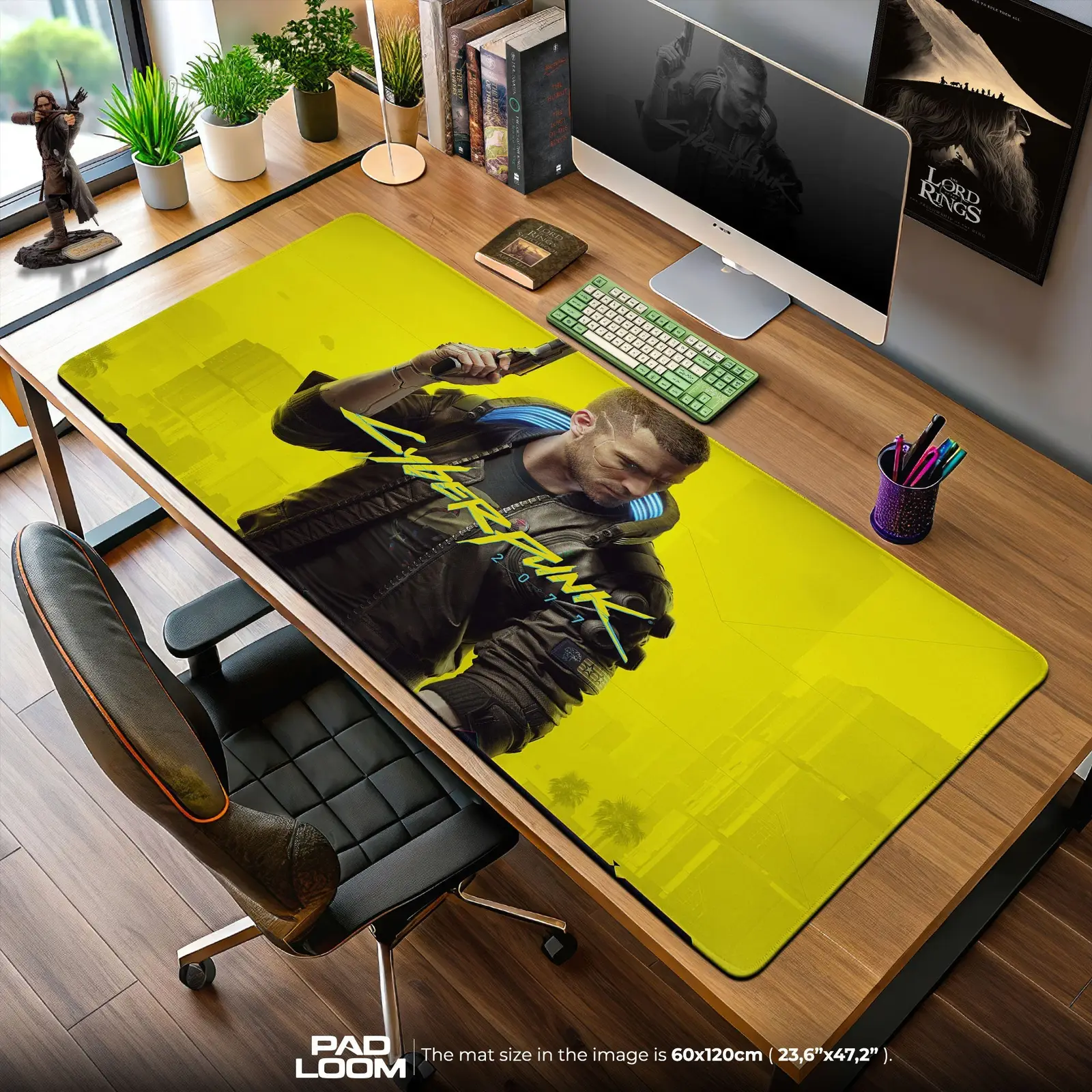 Cyberpunk 2077 Mouse Pad, V Yellow Backdrop Game Desk Mat