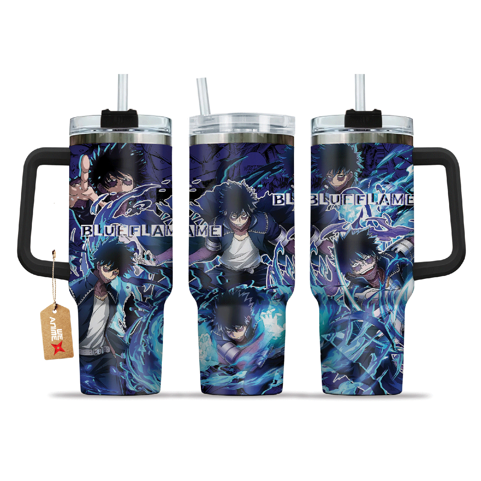 Dabi Blueflame Boku no H3ro Acad3mia Anime Custom  Quencher   40oz Stainless Steel Tumbler With Handle HG
