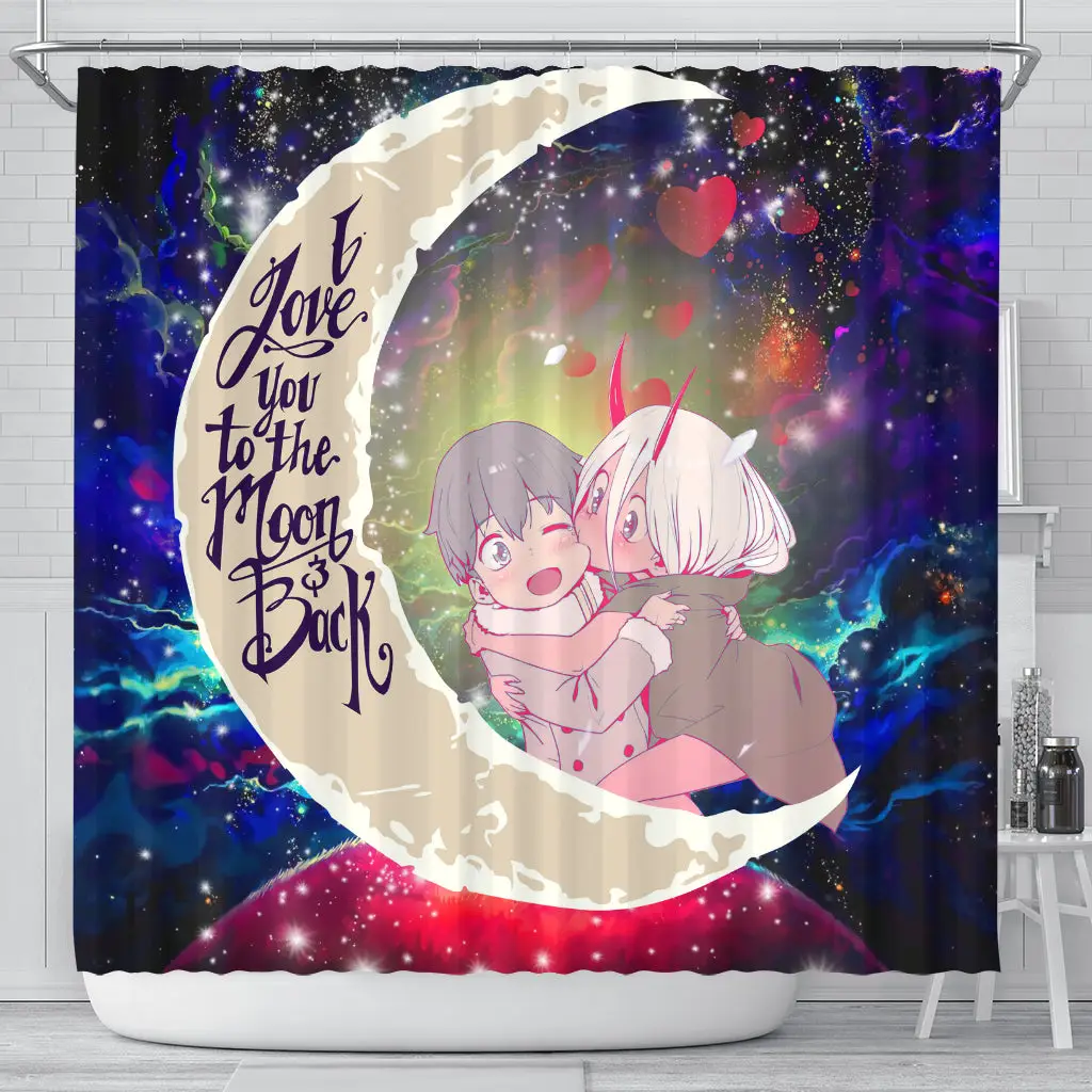 Darling In The Franxx Hiro And Zero Two Love You To The Moon Galaxy Shower Curtain