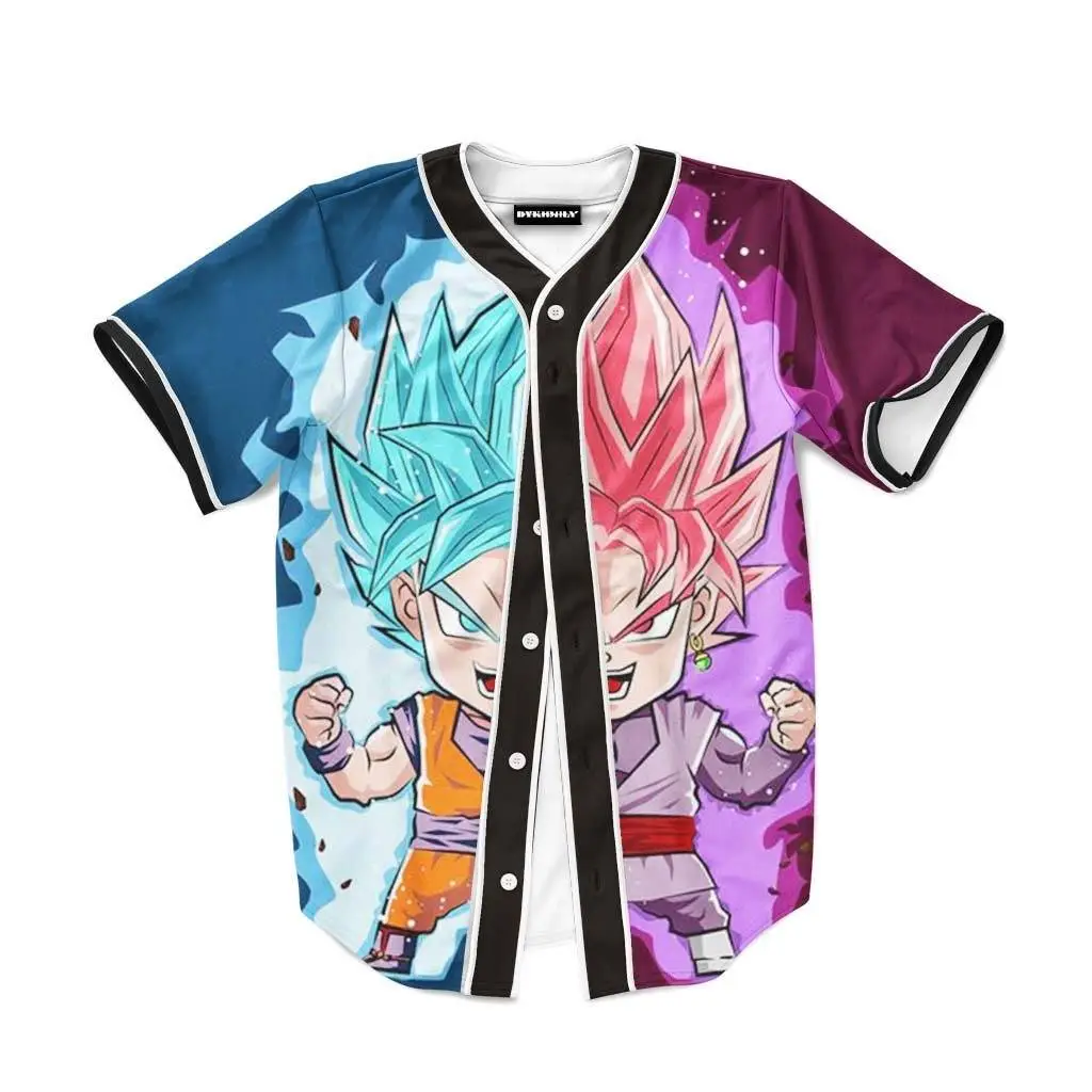 DBZ Goku SSGSS God Blue Rose Saiyan Chibi Baseball Jersey