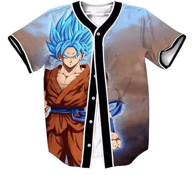 DBZ Super Saiyan Goku Blue God SSGSS Streetwear Hip Hop 3D Baseball Jersey