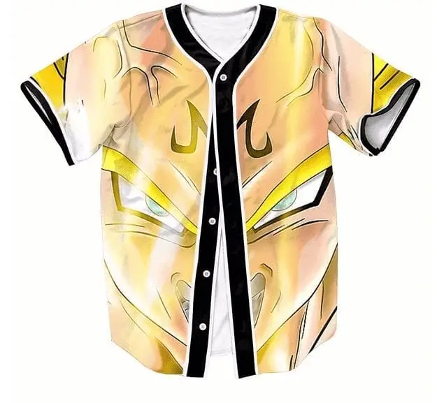 DBZ Super Saiyan Prince Vegeta Angry Streetwear Hip Hop 3D Baseball Jersey