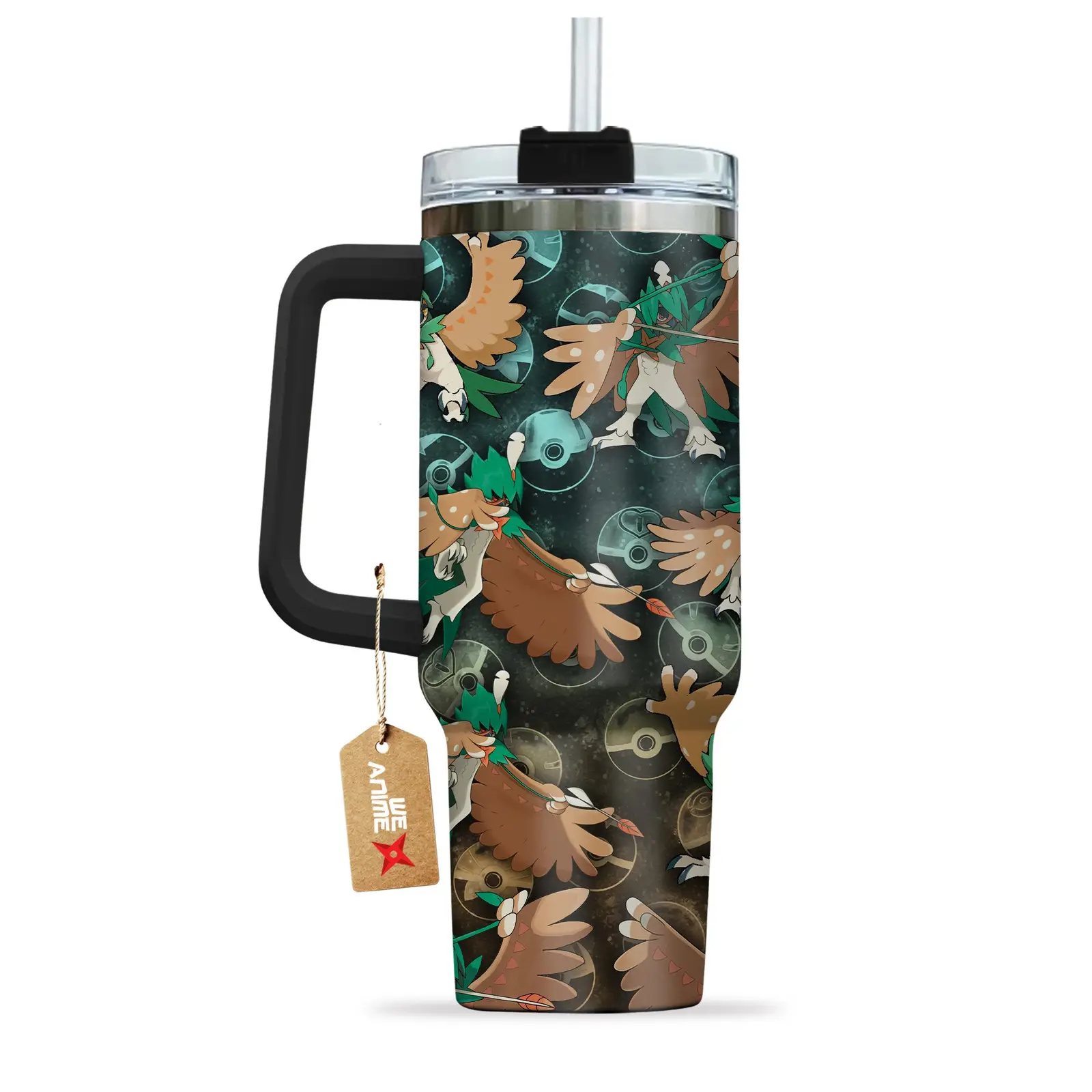 Decidueye Pokemon Anime Custom Quencher  40oz Stainless Steel Tumbler With Handle HG