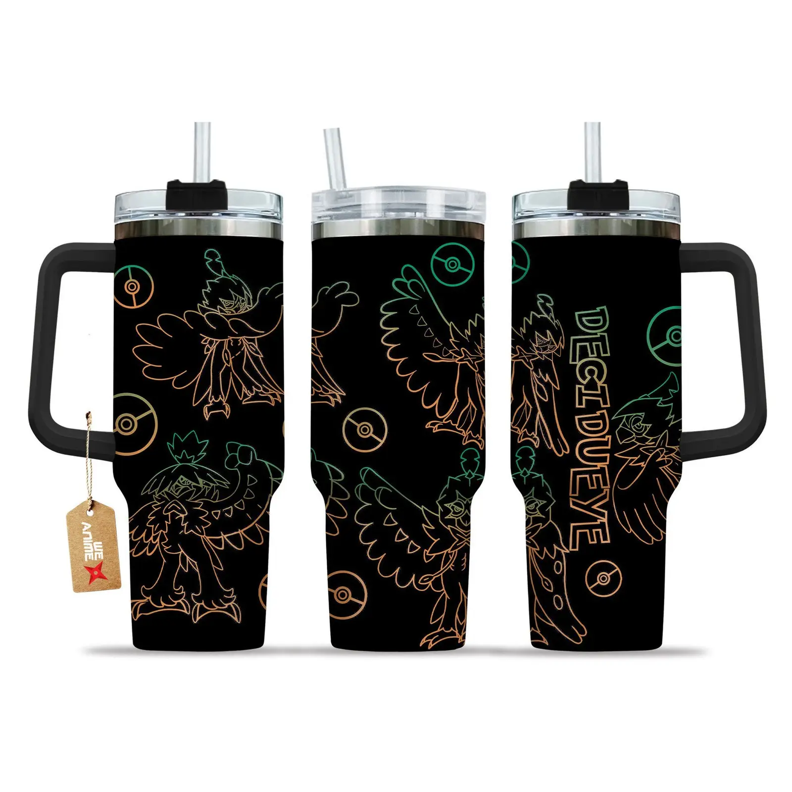 Decidueye Pokemon Anime  Custom Quencher  40oz Stainless Steel Tumbler With Handle HG
