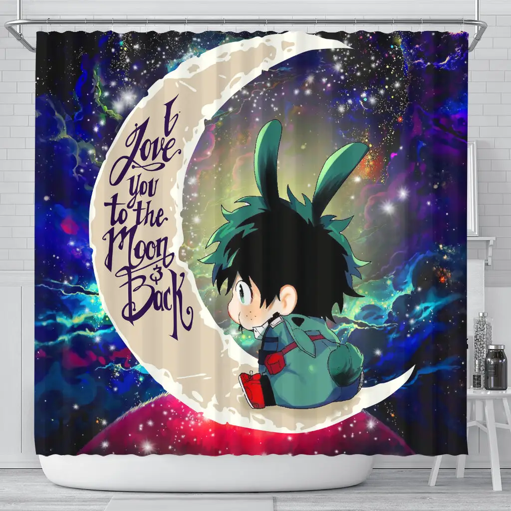 Deku My Hero Academia Anime Love You To The Moon Galaxy Shower Curtain