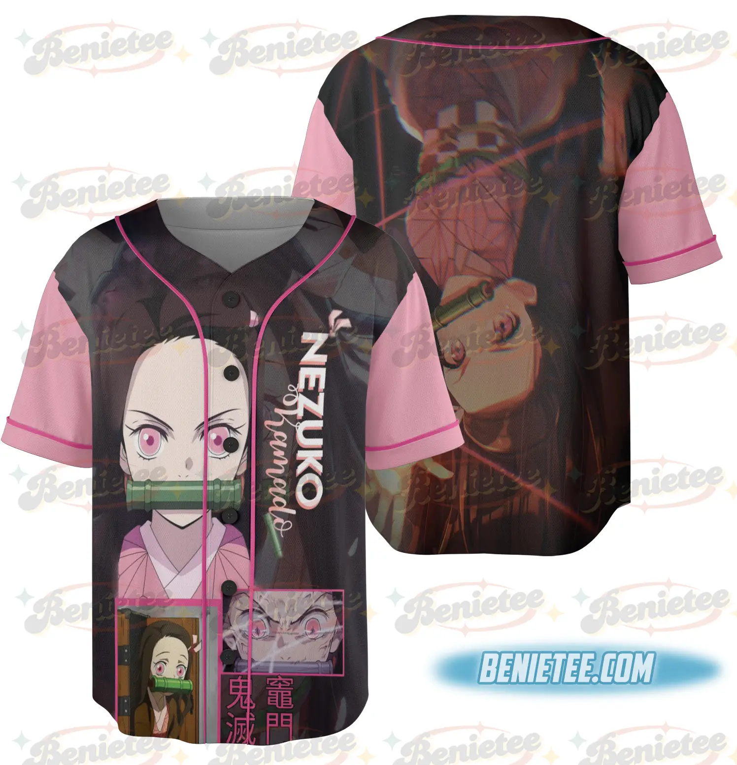 Demon Slayer Anime Jersey, Anime Manga Washed , Kamado Nezuko Baseball Jersey, Cute Anime - Benietee Shop