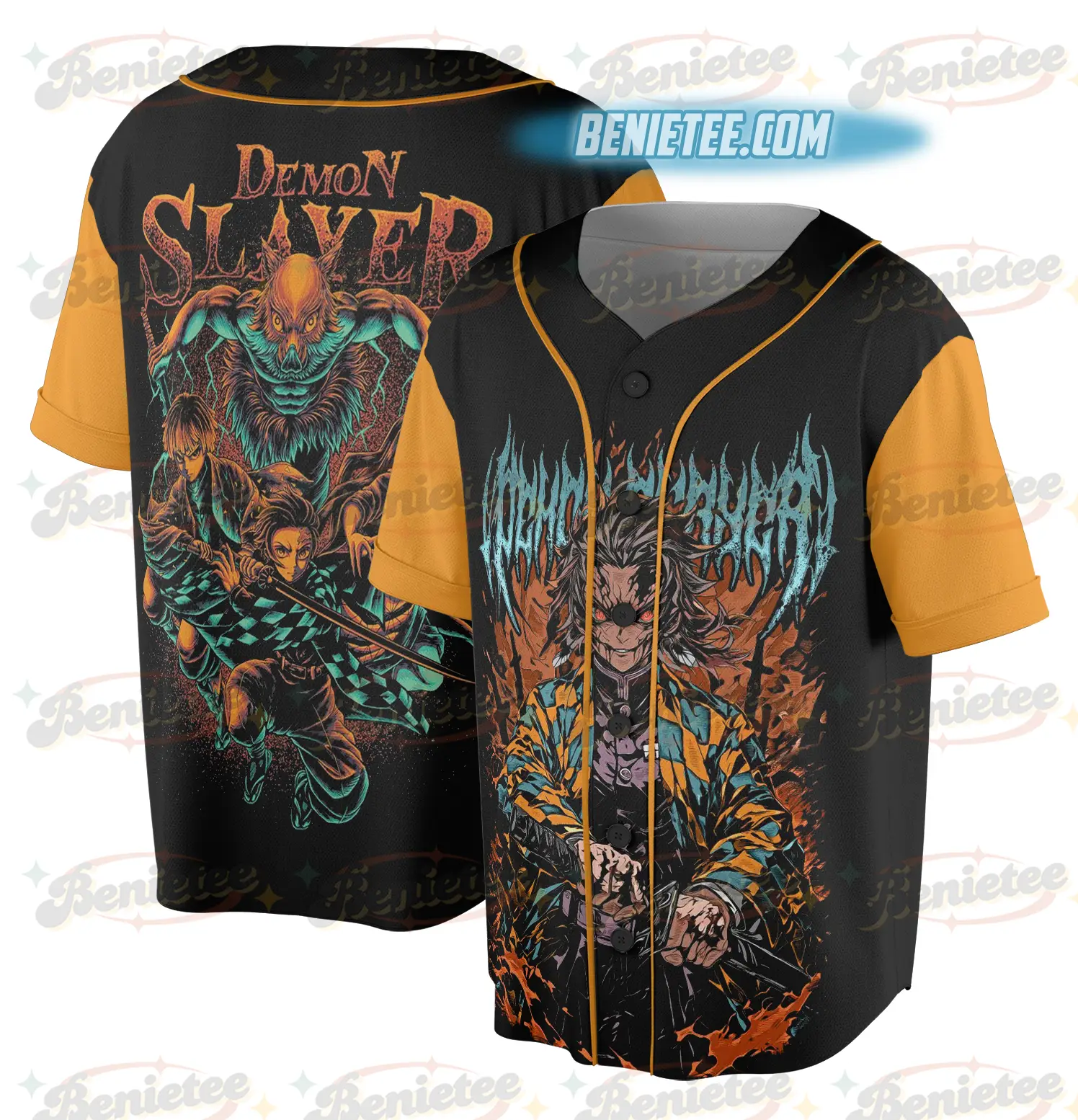Demon Slayer Anime Vintage Baseball Jersey - Benietee Shop