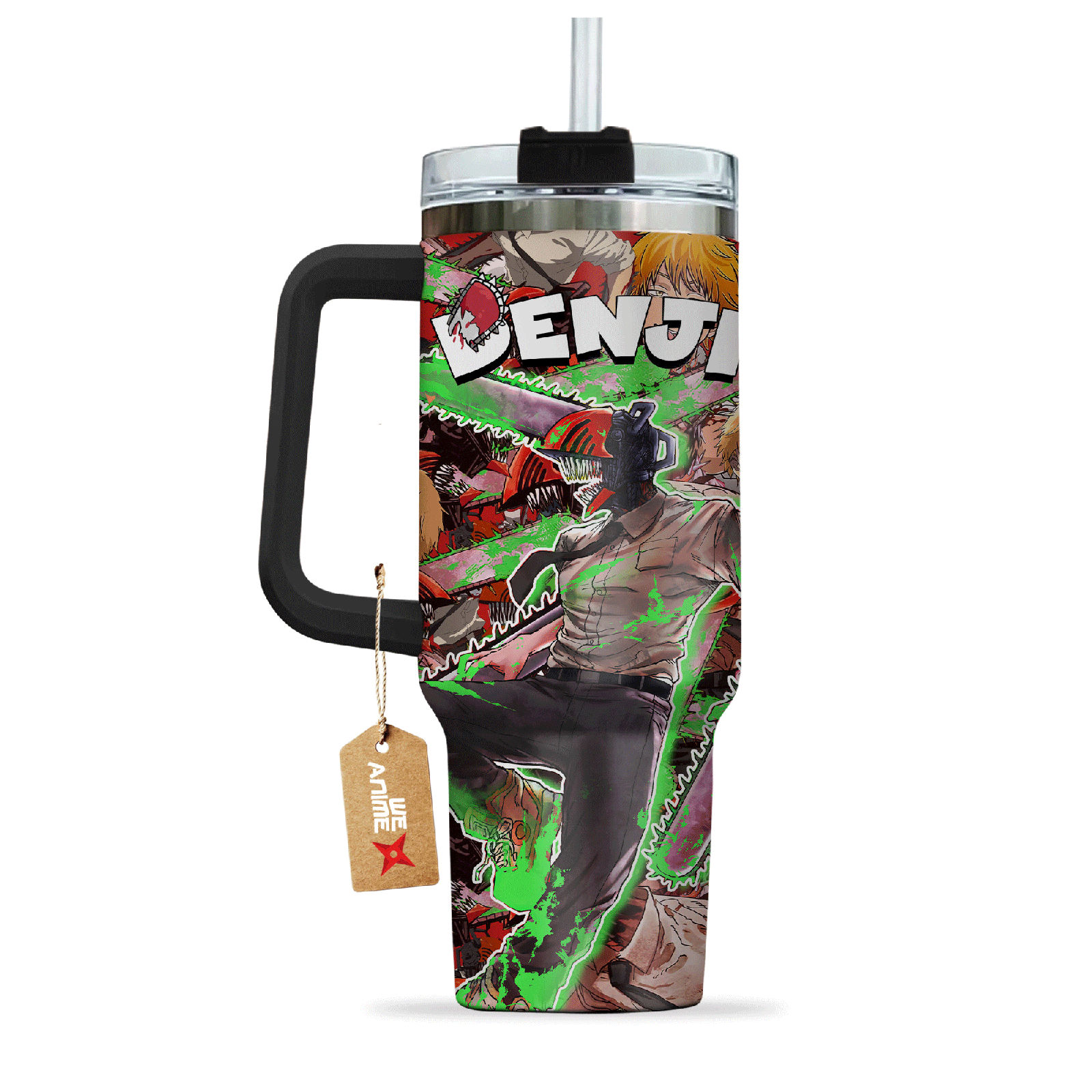 Denji Sawchain Man Anime Custom  Quencher   40oz Stainless Steel Tumbler With Handle HG