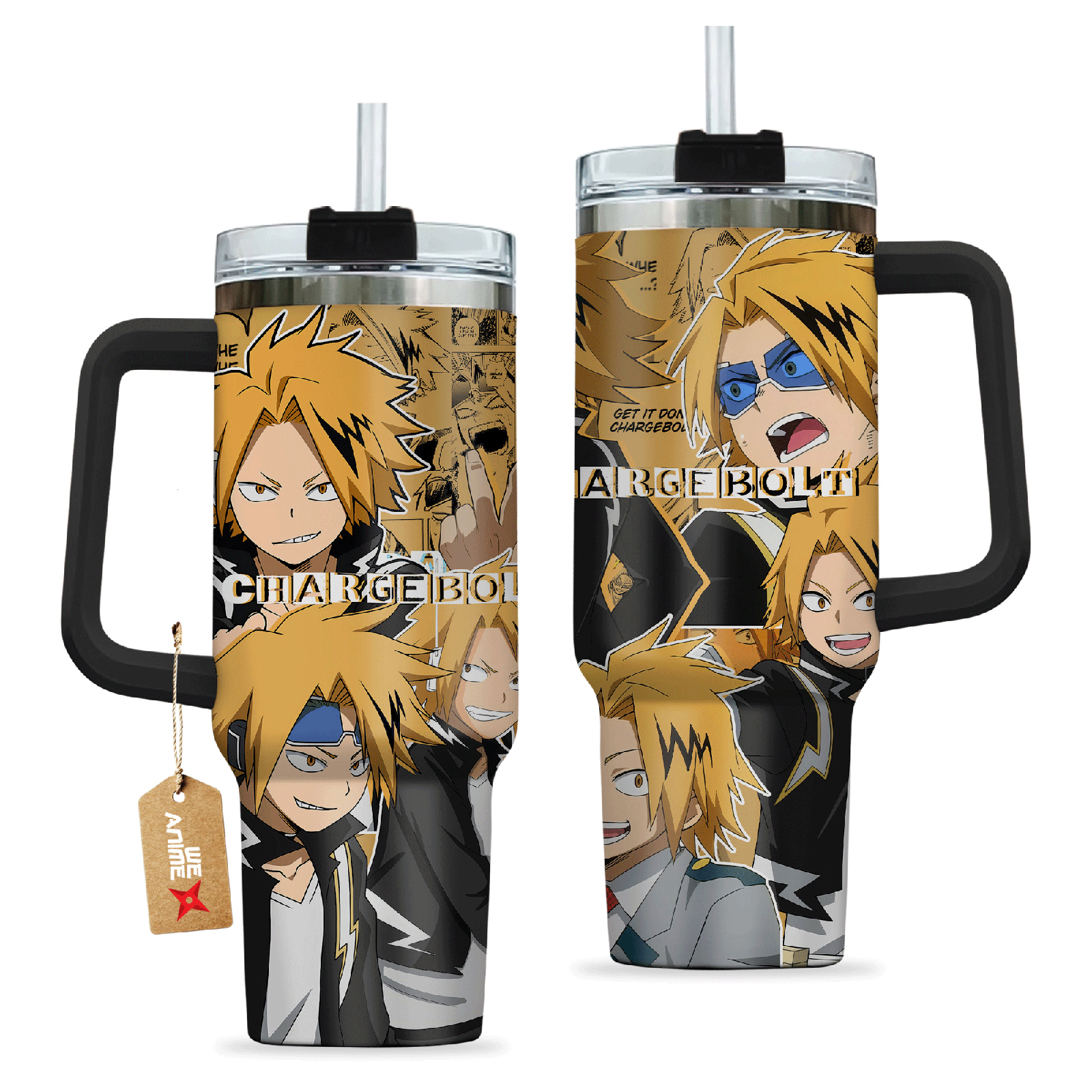 Denki Kaminari Chargebolt Boku no H3ro Acad3mia Anime Custom  Quencher   40oz Stainless Steel Tumbler With Handle HG