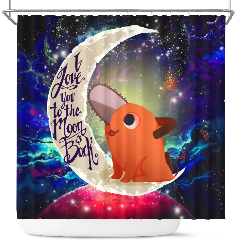 Dog Chainsaw Man Love You To The Moon Galaxy Shower Curtain