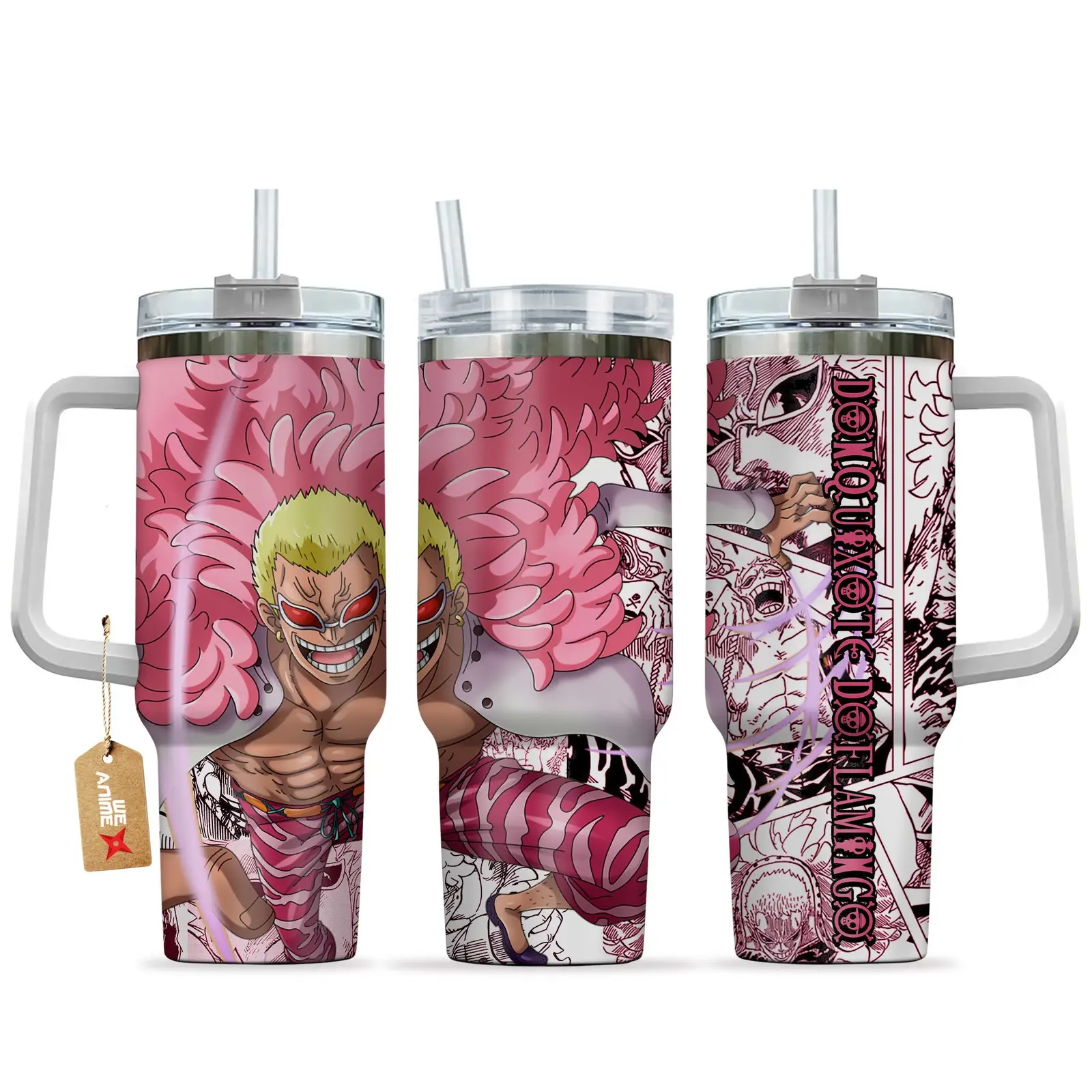 Donquixote Doflamingo One Piece Anime  Custom Quencher  40oz Stainless Steel Tumbler With Handle HG