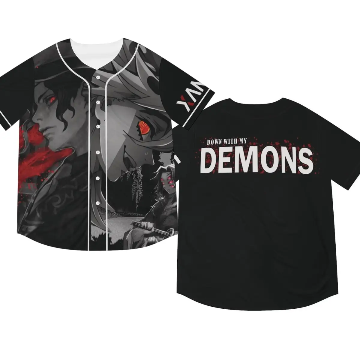 Down with my Demons Baseball Jersey, DemonSlayer Anime Jersey - Benietee Shop