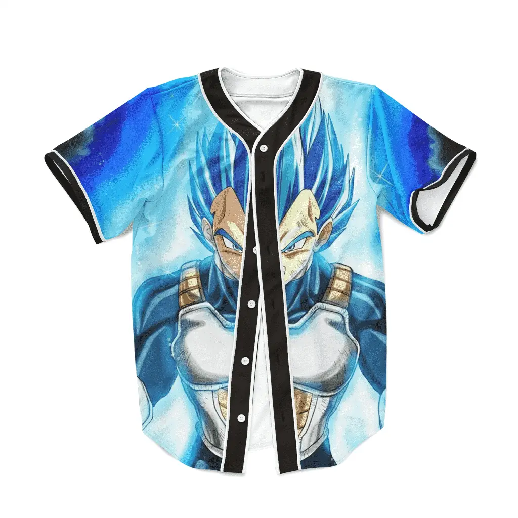 Dragon Ball Super Blue Vegeta Black Collar Baseball Jersey