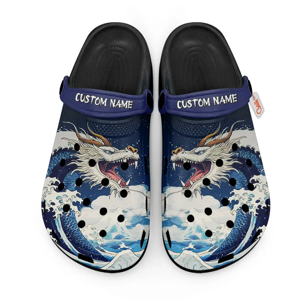 Dragon Kanagawa Wave Japan Premium EVA Clogs Custom Name