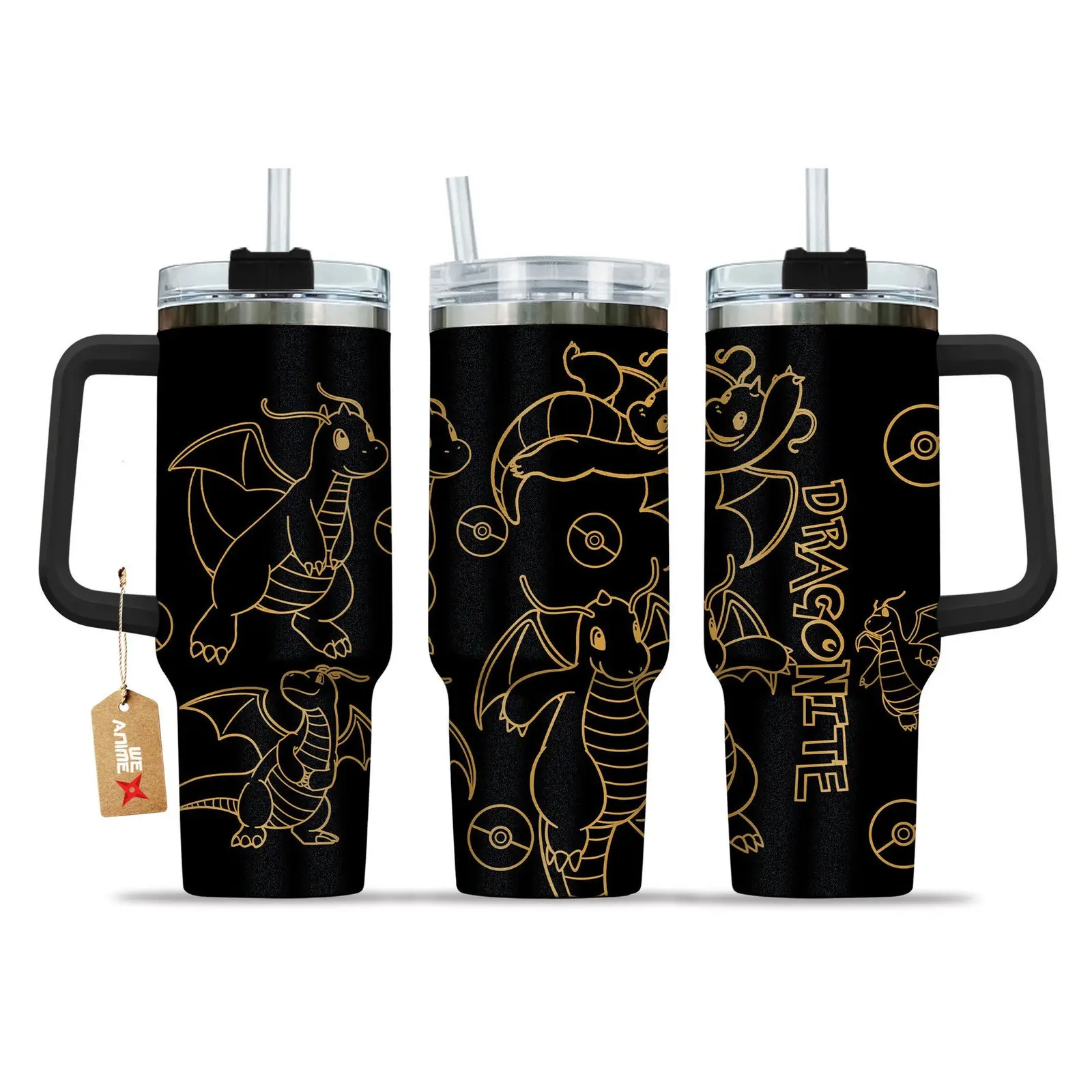 Dragonite Pokemon Anime Custom Stanley Quencher  40oz Stainless Steel Tumbler With Handle HG