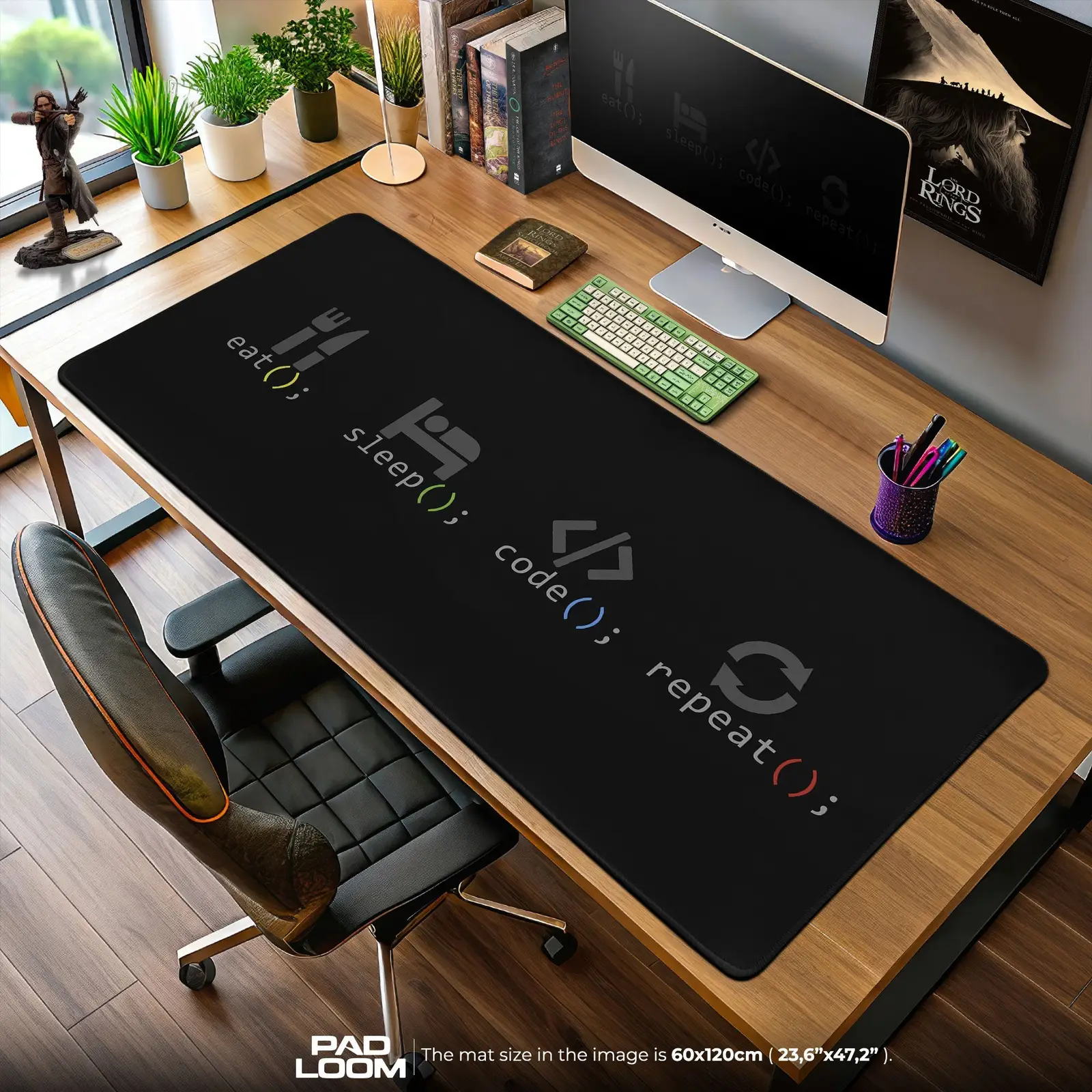 Eat Sleep Code Mouse Pad, Programmer Routine Gaming Desk Mat