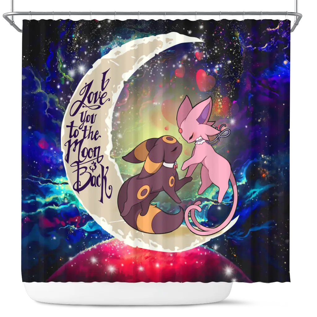 Eevee Couple 1 Love You To The Moon Galaxy Shower Curtain