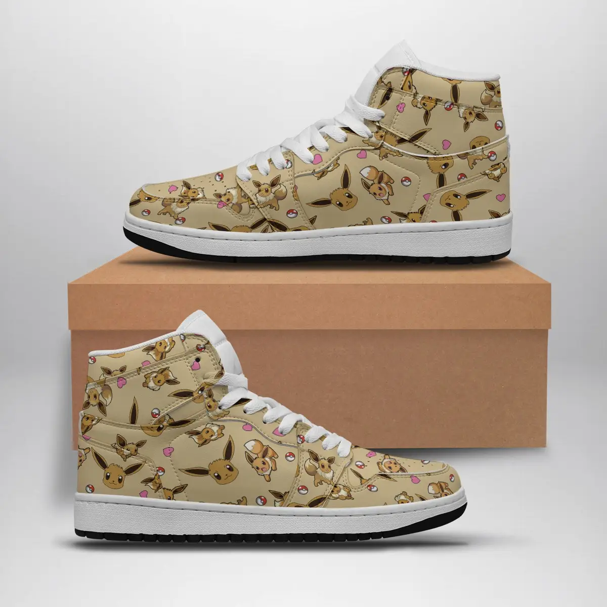 Eevee Pattern Pokemon Air Jordan 1 Shoes
