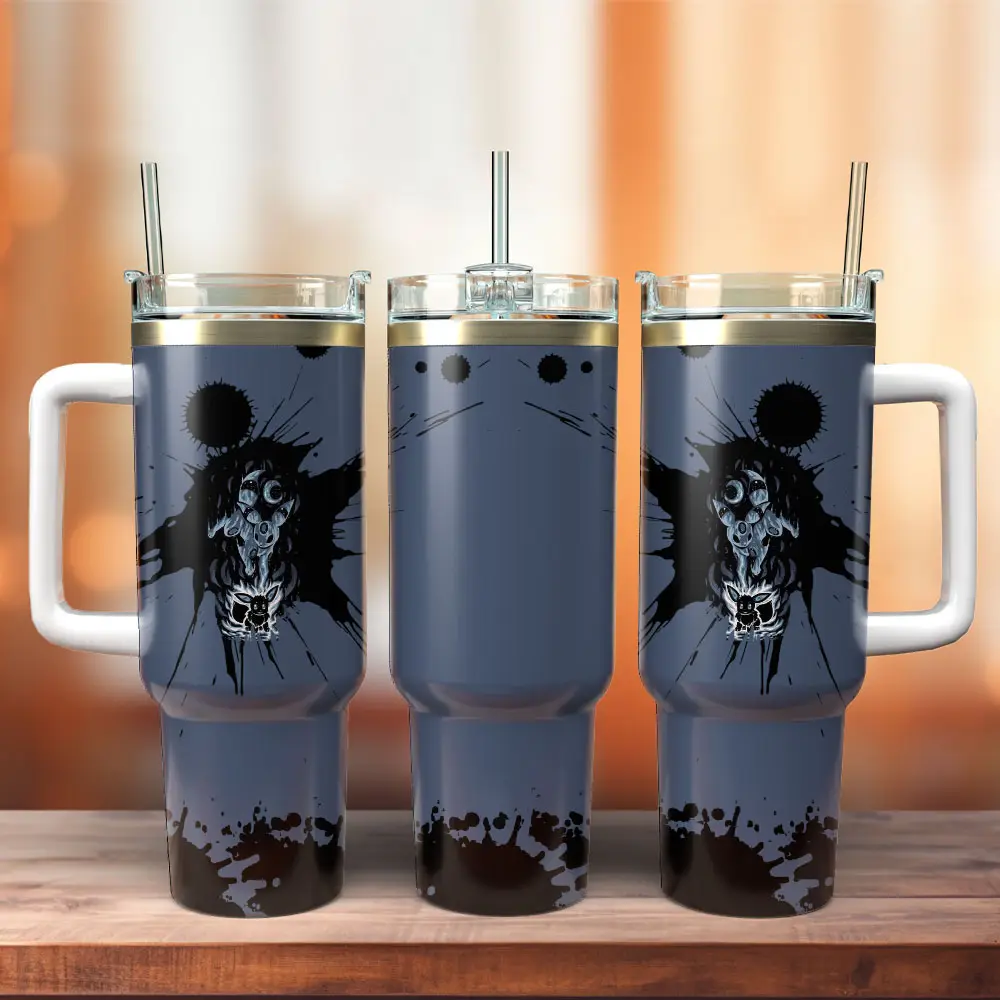 Eevee Pokemon Anime Custom Quencher  40oz Stainless Steel Tumbler With Handle HG