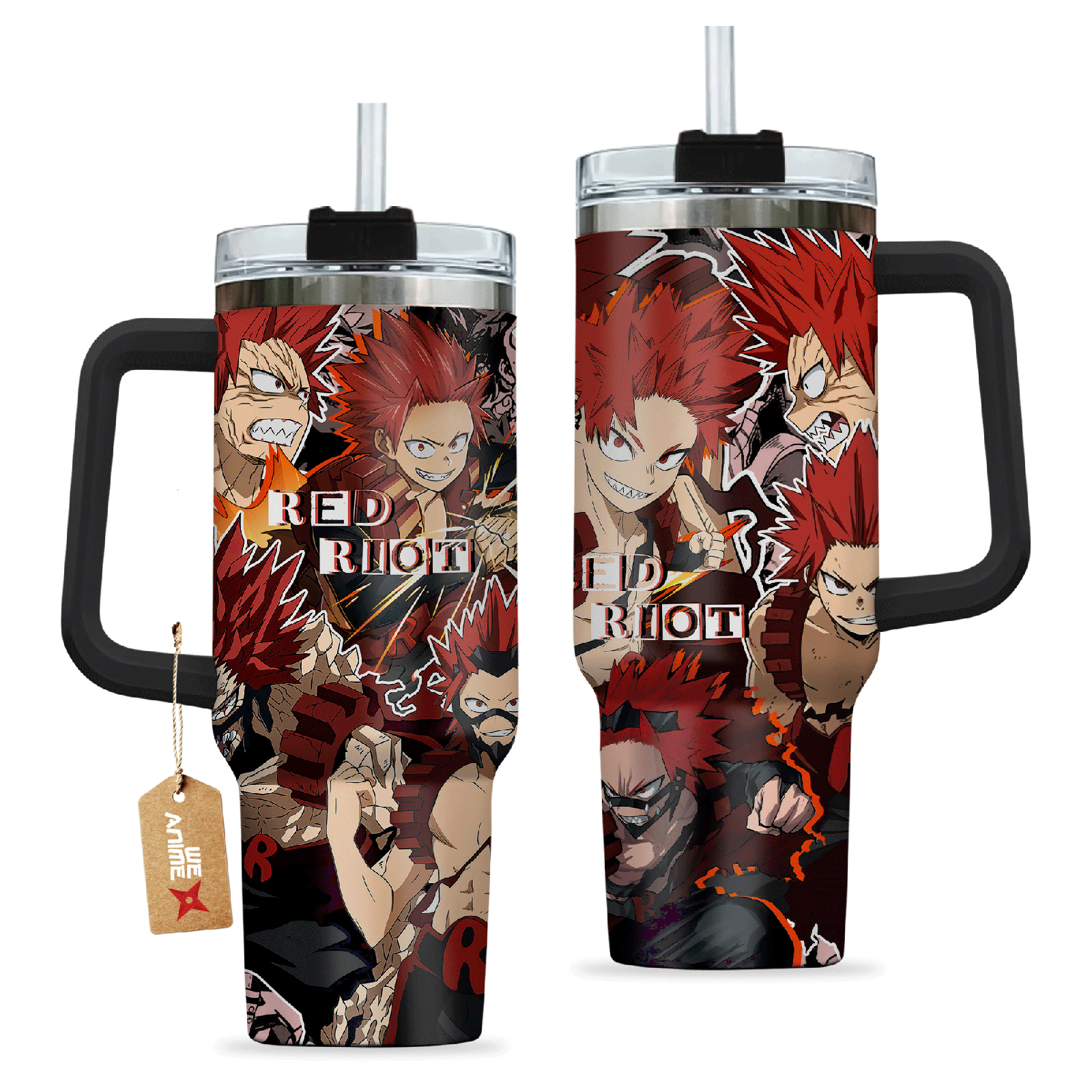 Eijiro Kirishima Red Riot Boku no H3ro Acad3mia Anime Custom  Quencher   40oz Stainless Steel Tumbler With Handle HG