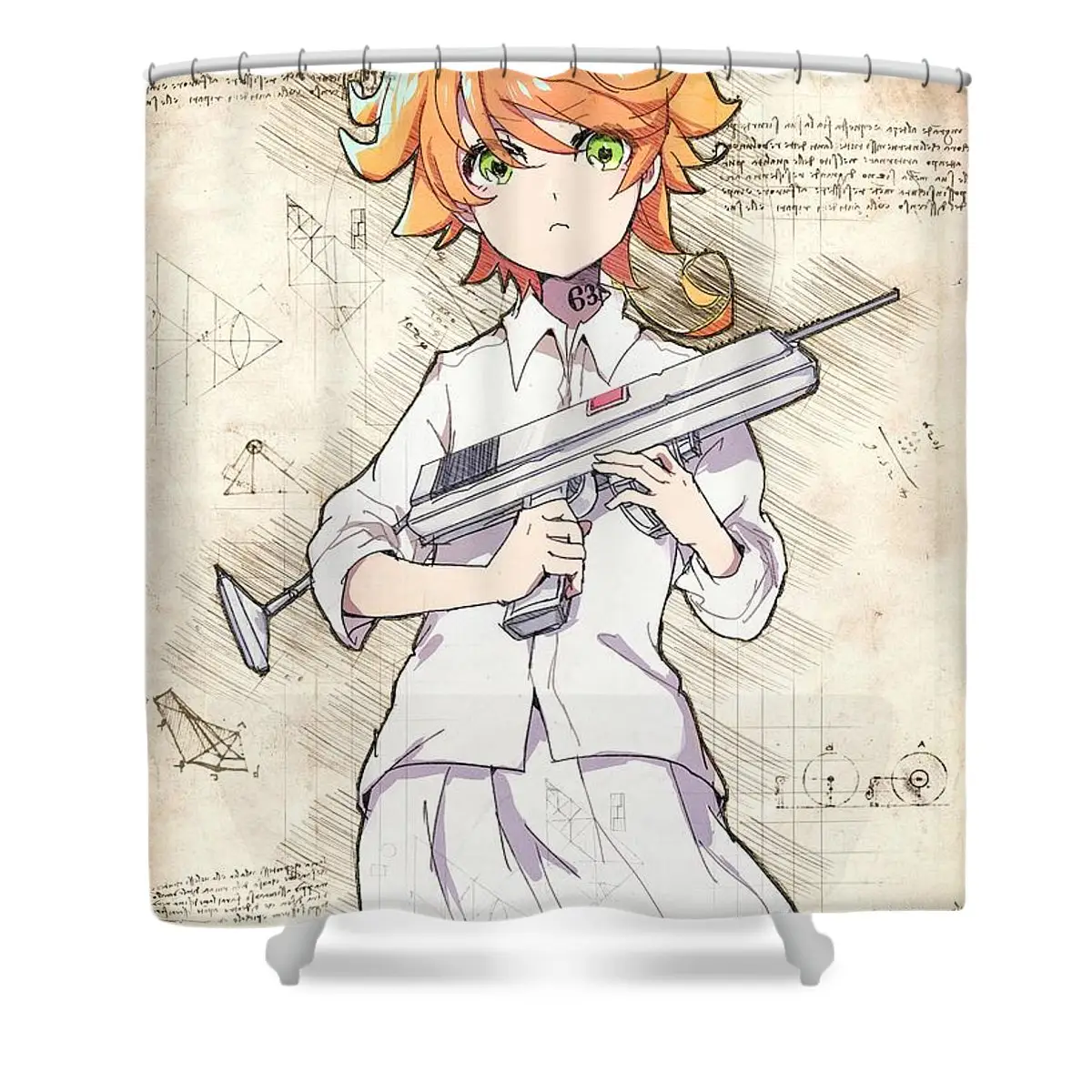 Emma Artwork Shower Curtain | Anime Shower Curtains
