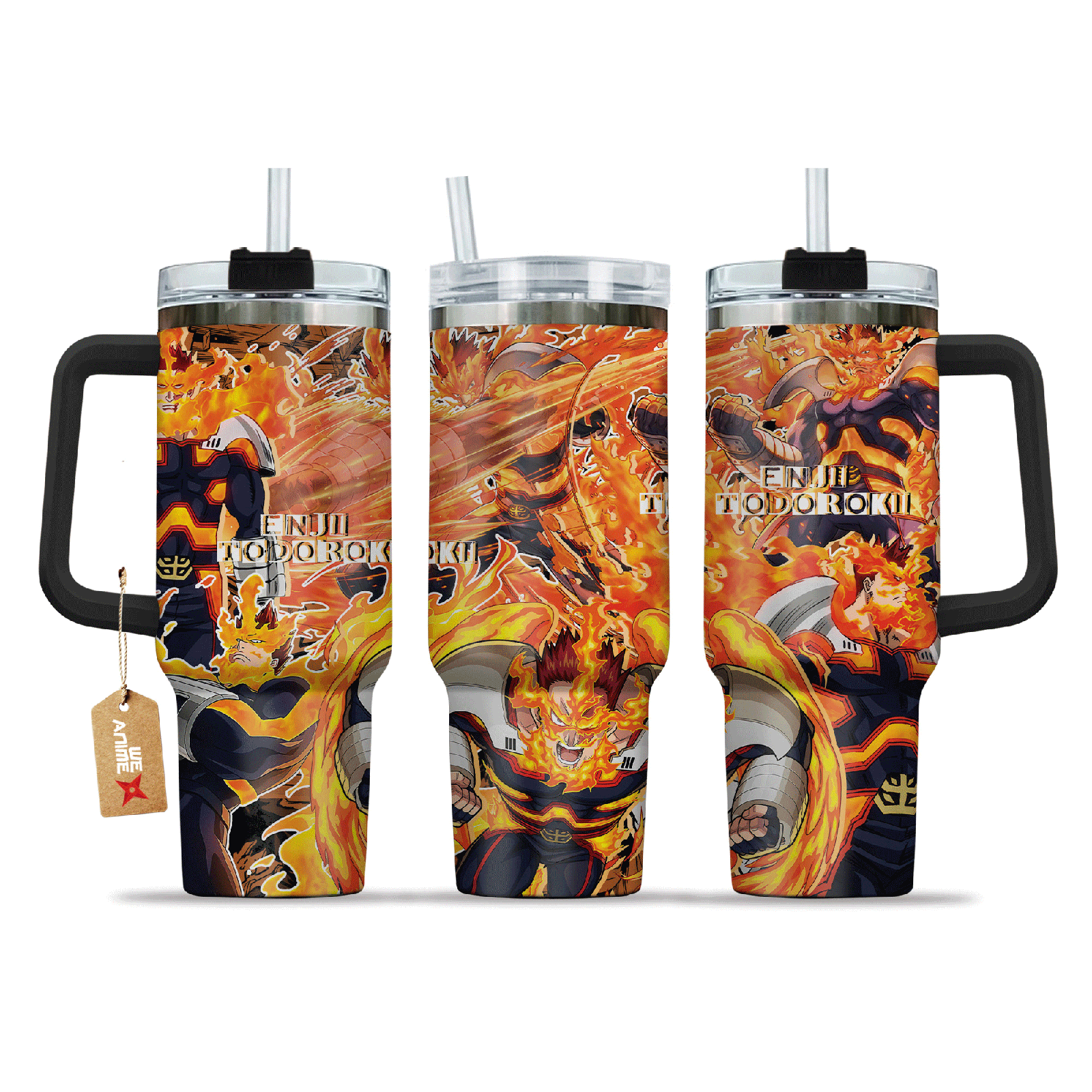 Enji Todoroki Endeavor Boku no H3ro Acad3mia Anime Custom  Quencher   40oz Stainless Steel Tumbler With Handle HG