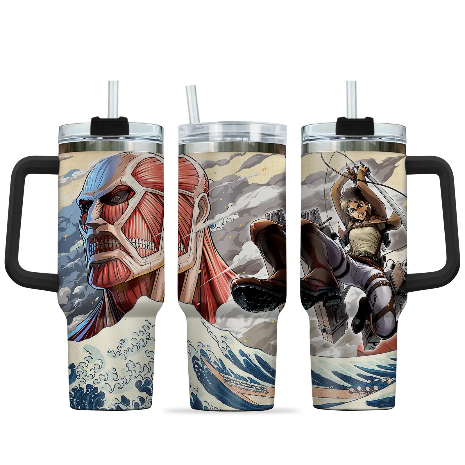 Eren - Titan 40oz Travel Tumbler With Handle Rivalries Kanagawa Collection