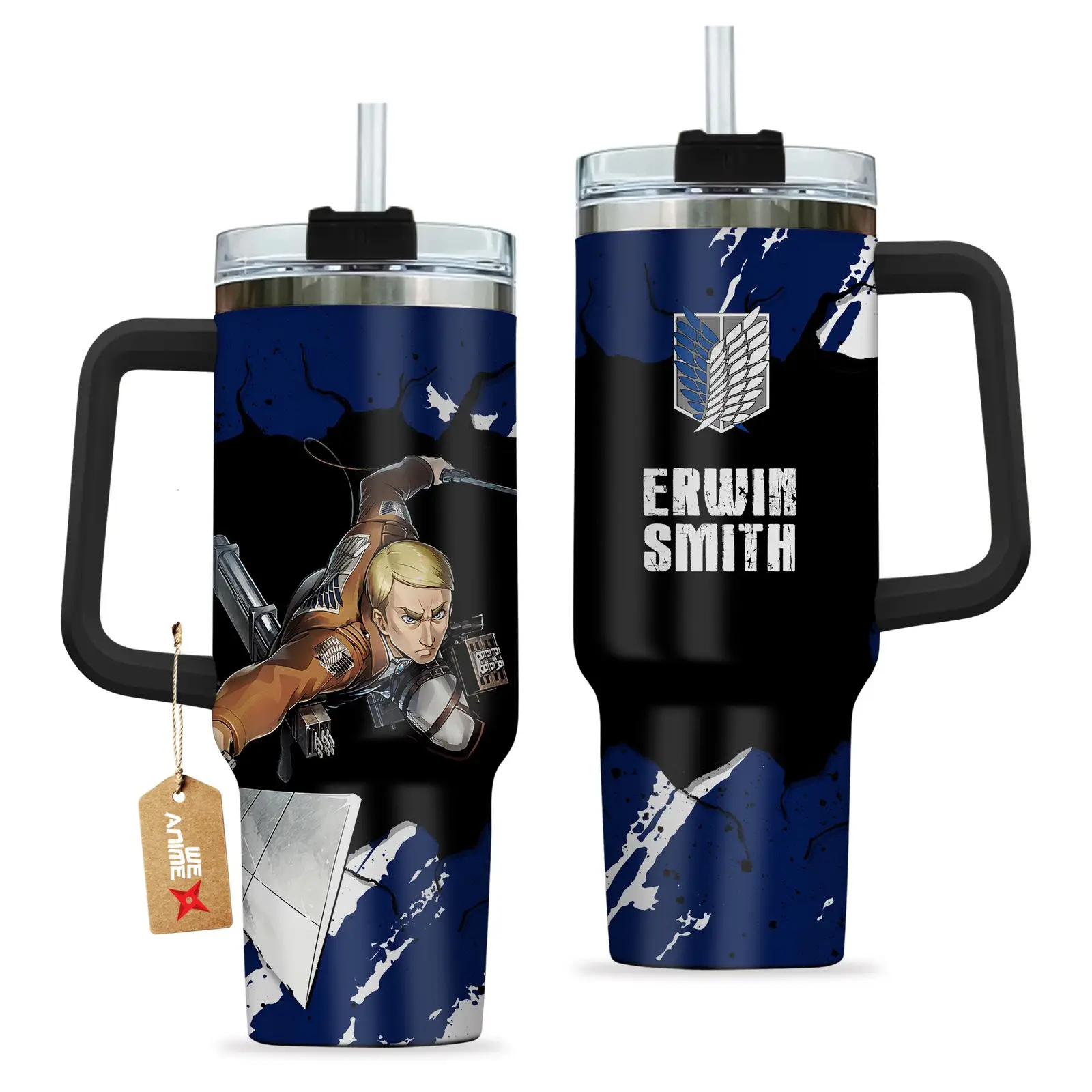 Erwin Smith Attack on Titan Anime Custom  Quencher   40oz Stainless Steel Tumbler With Handle HG