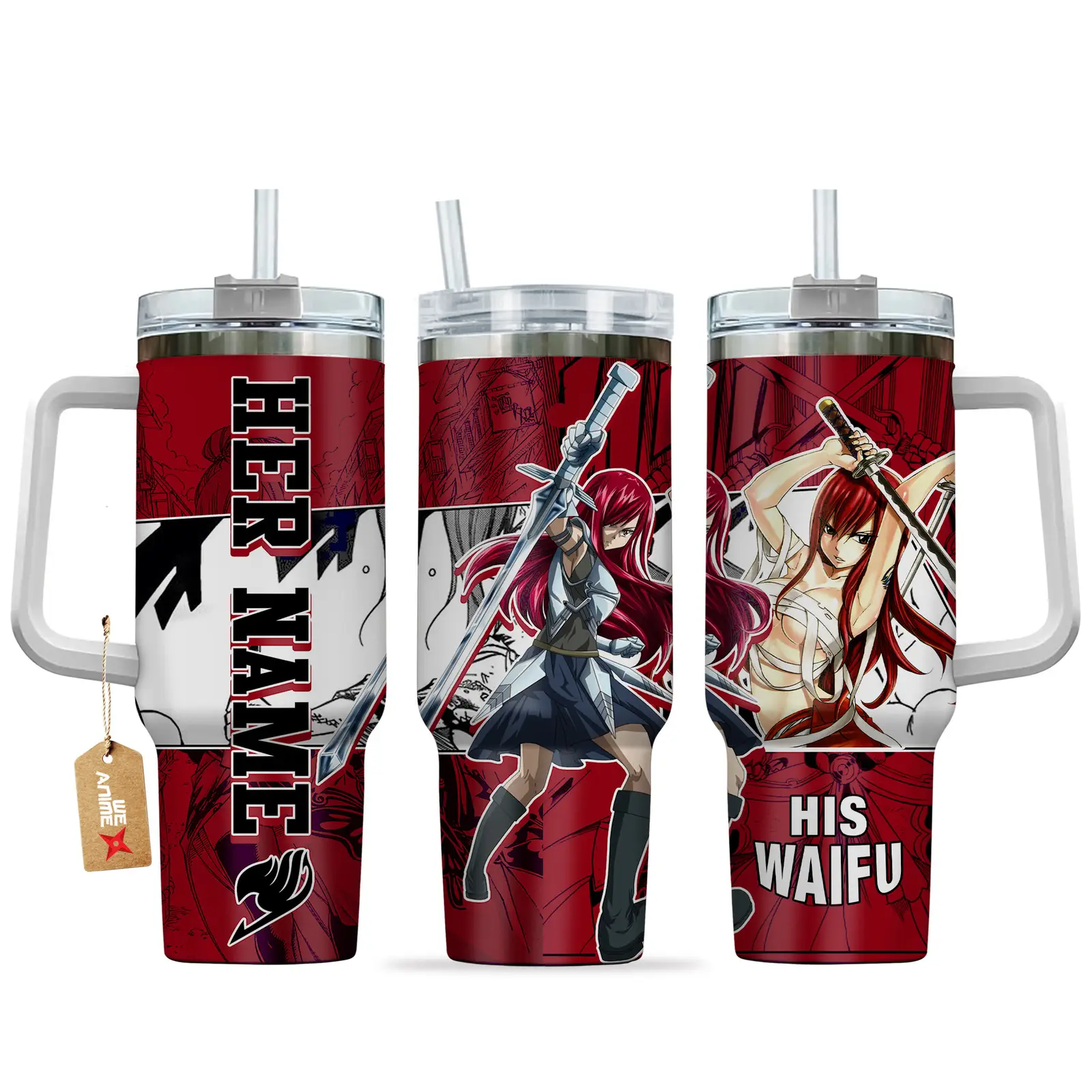 Erza Scarlet - 40oz Travel Tumbler Name - Senpai Waifu Collection