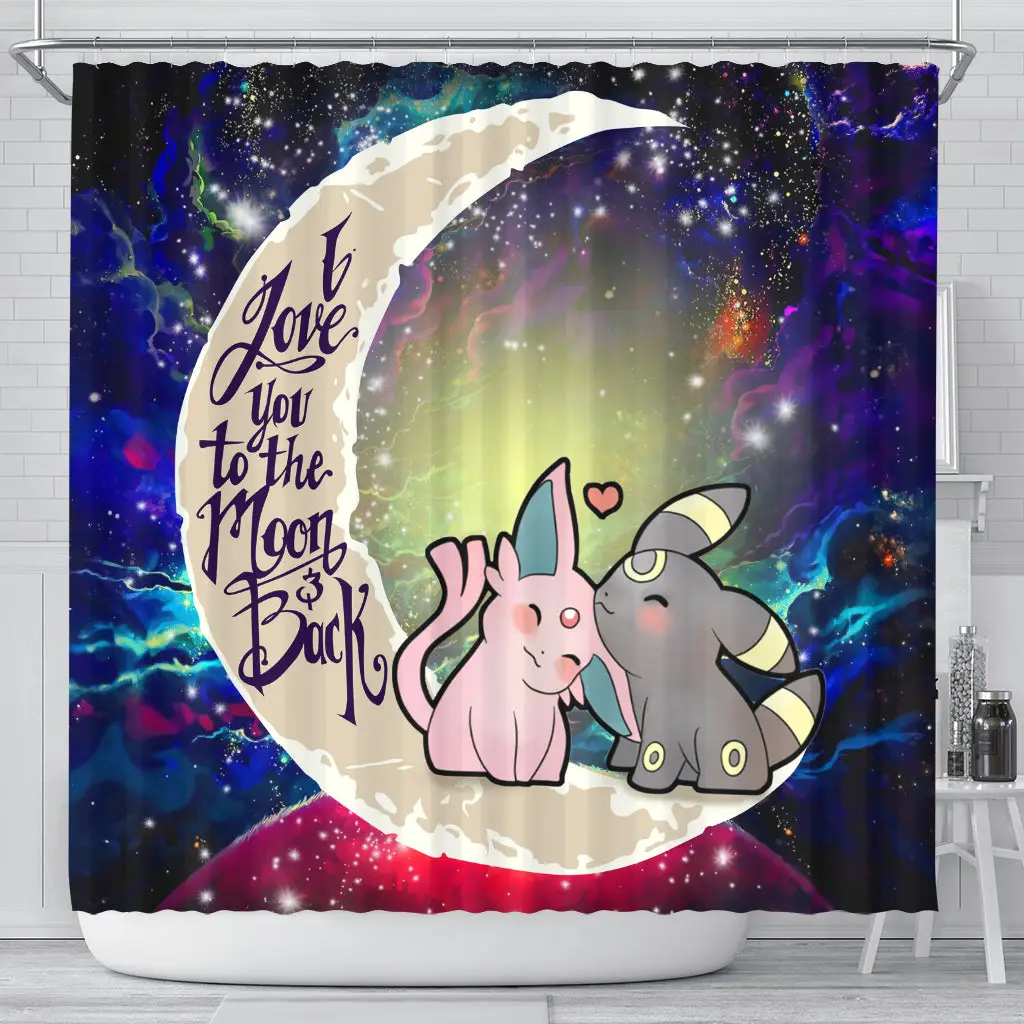 Espeon Umbreon Love You To The Moon Galaxy Shower Curtain