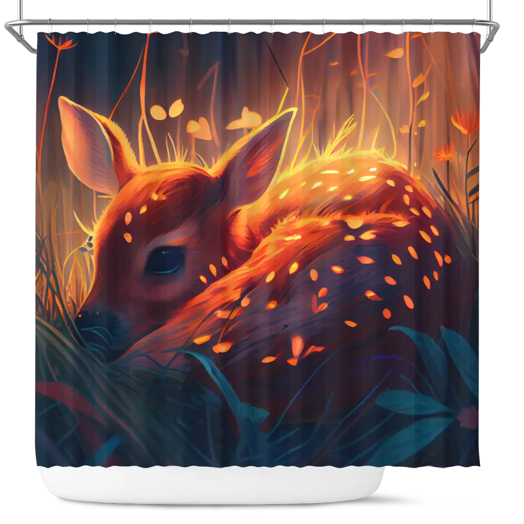 Fawn Bedded Down In The Grass Shower Curtain