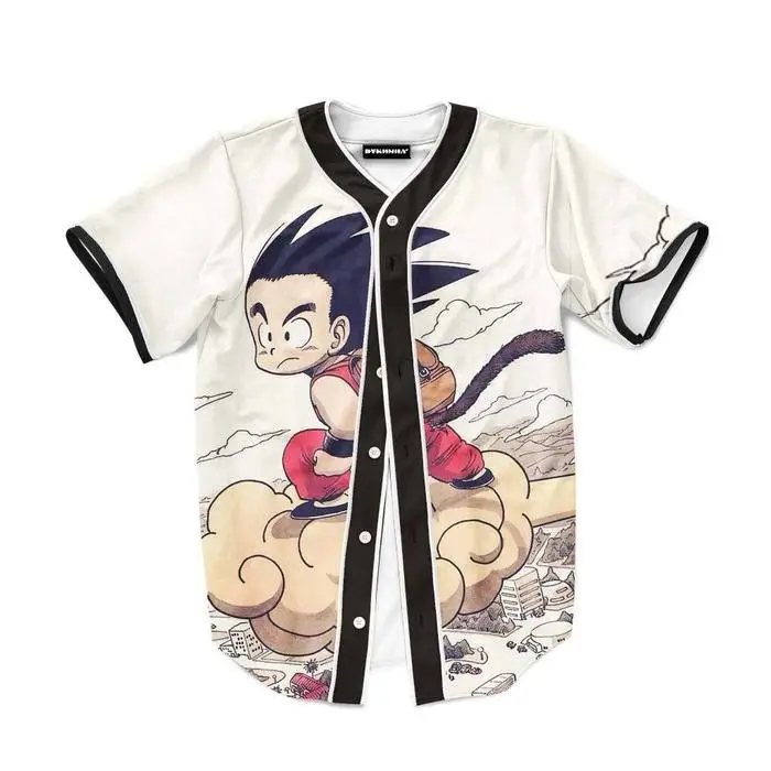 Flying Cute Kid Goku Cloud Nimbus Vintage Baseball Jersey