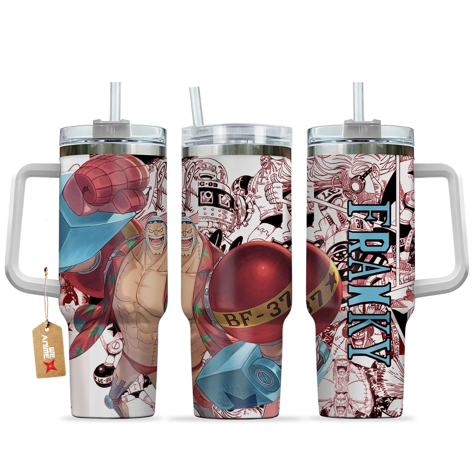 Franky One Piece Anime  Custom Quencher  40oz Stainless Steel Tumbler With Handle HG