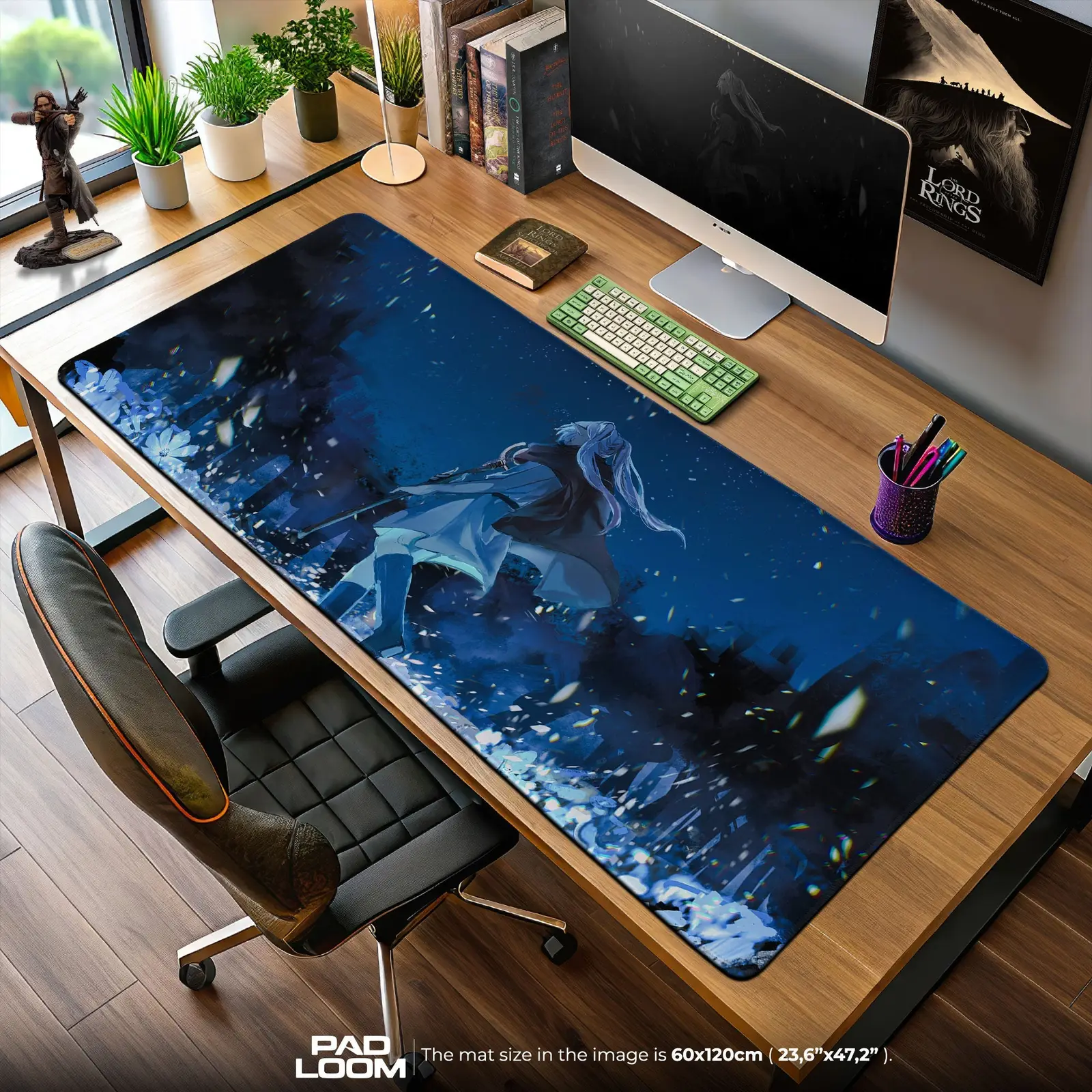 Frieren Moonlit Resolve Mouse Pad, Anime Gaming Desk Mat