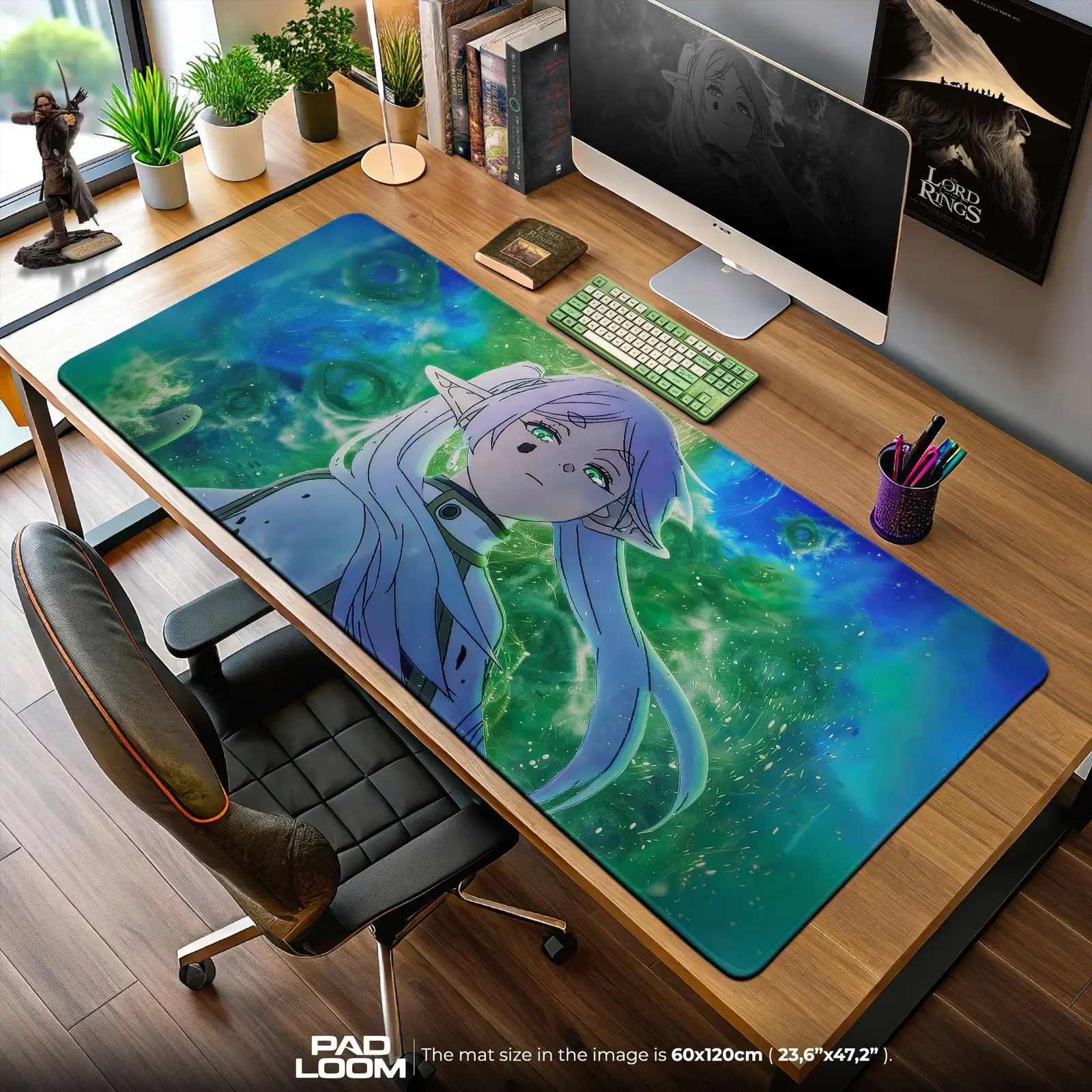 Frieren Mystic Aura Mouse Pad, Anime Gaming Desk Mat