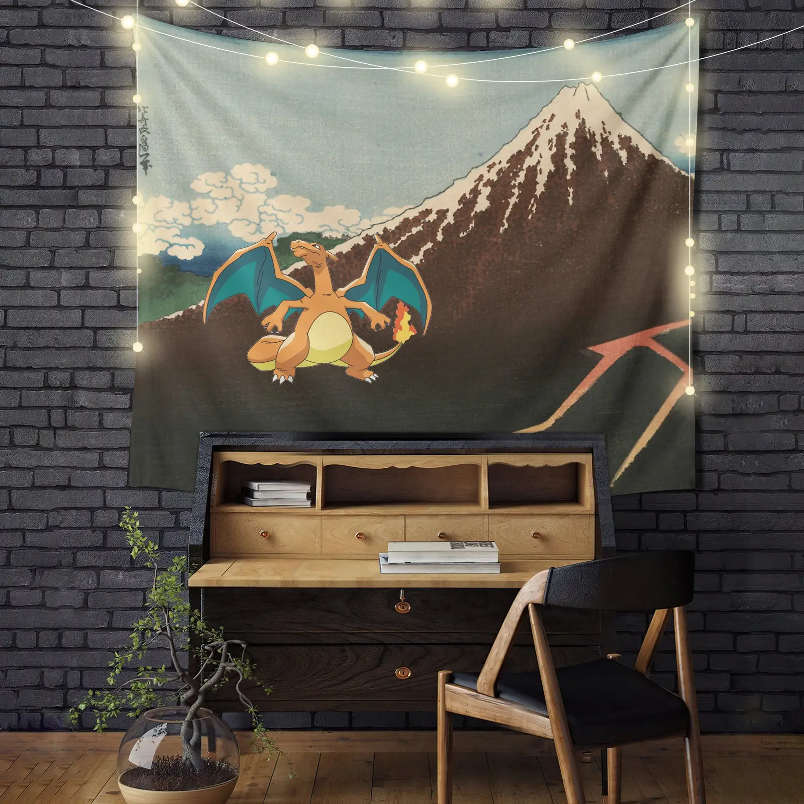 Fuji Mountain Charizard Tapestry Room Decor