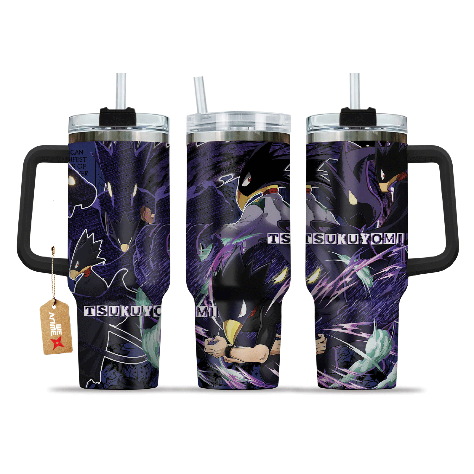 Fumikage Tokoyami Tsukuyomi Boku no H3ro Acad3mia Anime Custom  Quencher   40oz Stainless Steel Tumbler With Handle HG