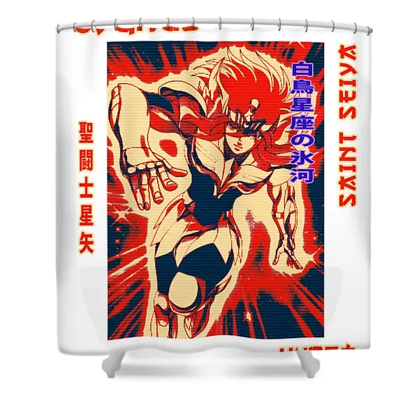 Funny Cygnus Art Saint Seiya Shower Curtain | Anime Shower Curtains