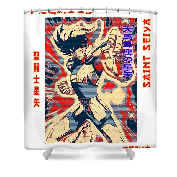 Funny Pegasus Art Saint Seiya Shower Curtain | Anime Shower Curtains
