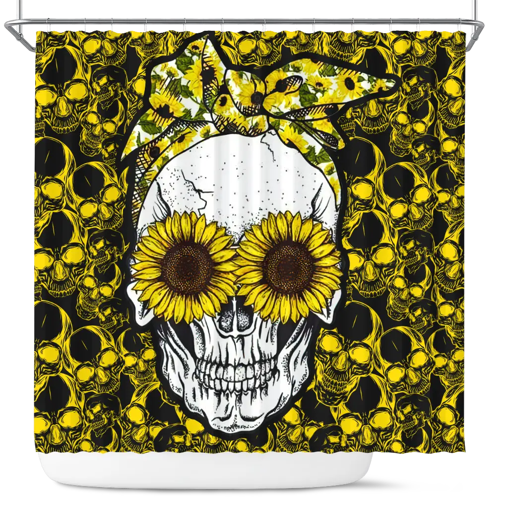 Funny Skull Sunflower Shower Curtain