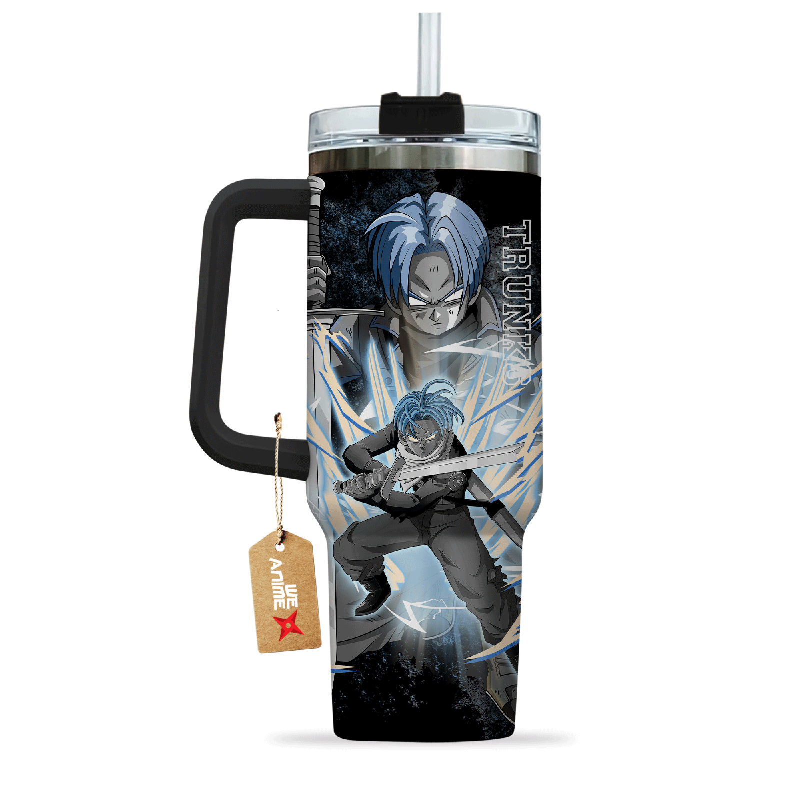 Future Trunks Dragon Ball Anime Custom  Quencher   40oz Stainless Steel Tumbler With Handle HG