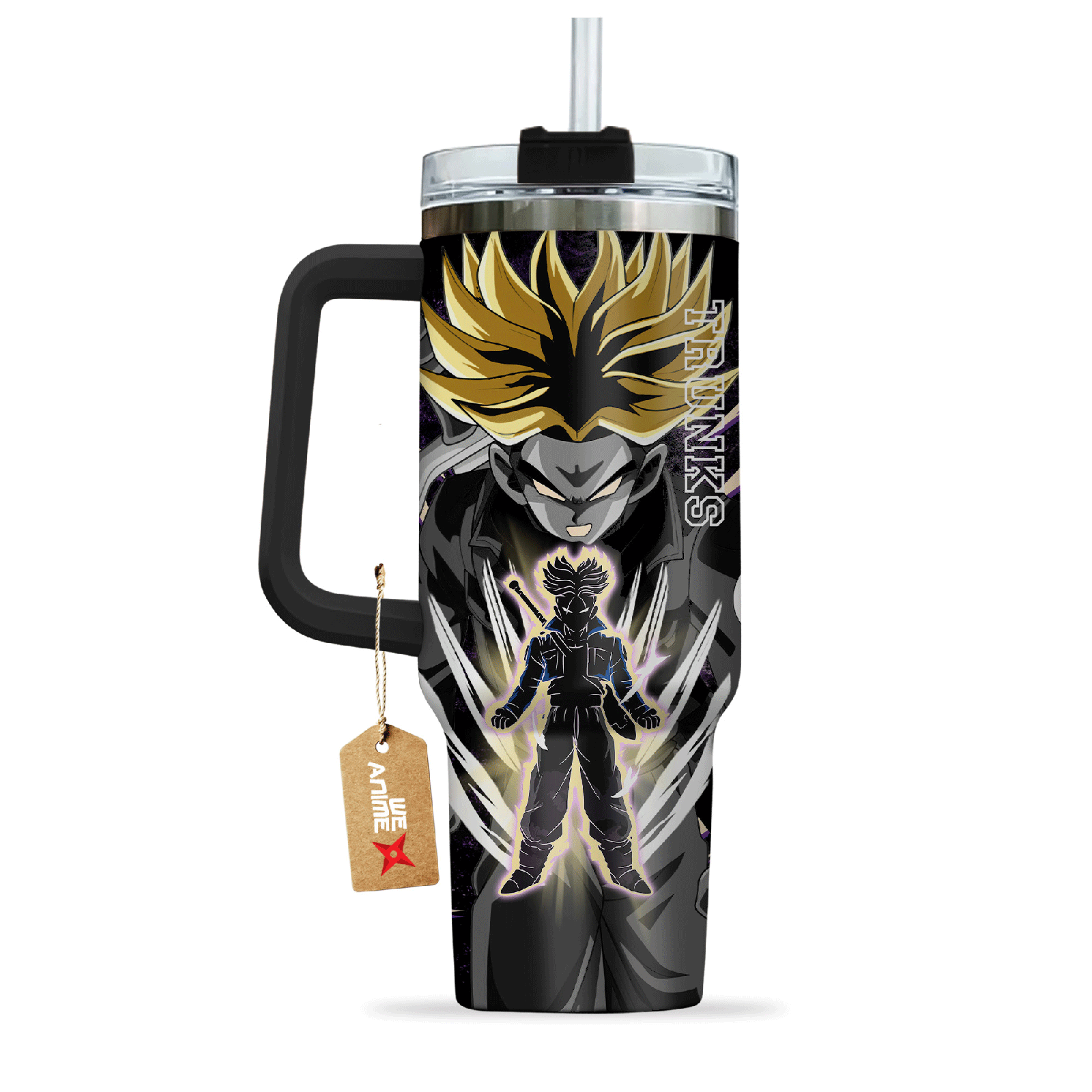 Future Trunks Super Saiyan 2 Dragon Ball Anime Custom  Quencher   40oz Stainless Steel Tumbler With Handle HG
